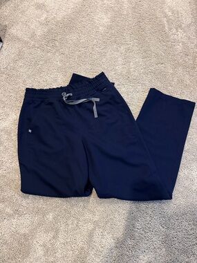 FIGS women’s Navy Drawstring straight leg high waist pants